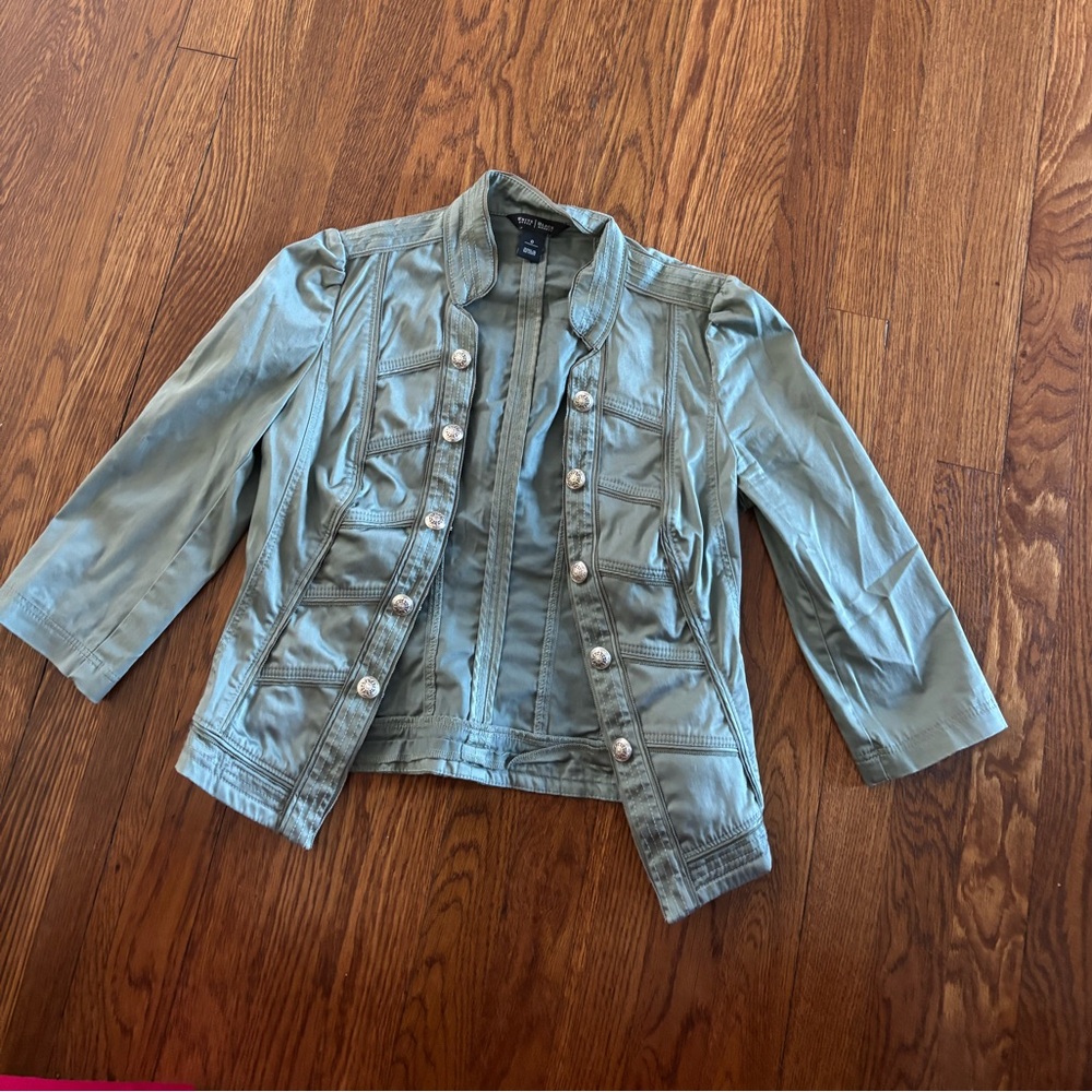 WHBM green crop military jacket